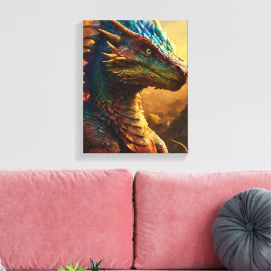 Horned Guardian: De Mythische Monitor Dragon" Canvas Afdruk (Insitu (Woonkamer))