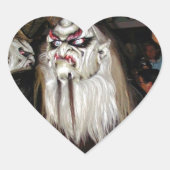 Horned Japans duivelmasker Hart Sticker (Voorkant)
