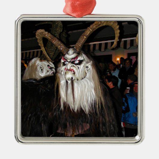 Horned Japans duivelmasker Metalen Ornament (Voorkant)