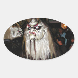 Horned Japans duivelmasker Ovale Sticker