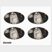 Horned Japans duivelmasker Ovale Sticker (Vel)