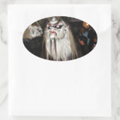 Horned Japans duivelmasker Ovale Sticker (Tas)