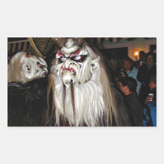 Horned Japans duivelmasker Rechthoekige Sticker (Voorkant)