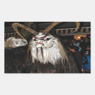 Horned Japans duivelmasker Rechthoekige Sticker