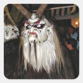 Horned Japans duivelmasker Vierkante Sticker