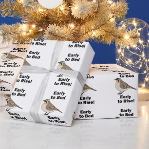 Horned Leeuwerik Vroeg naar Bed Vroeg Opstaan Voge Cadeaupapier