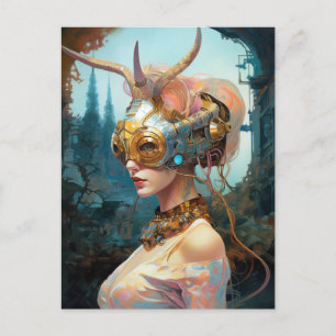 Horned Mask Headdress Science Fiction Briefkaart