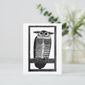 Horned Owl - Black and White  Art Briefkaart (Staand voorkant)