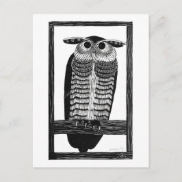 Horned Owl - Black and White  Art Briefkaart