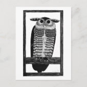 Horned Owl - Black and White  Art Briefkaart (Voorkant)