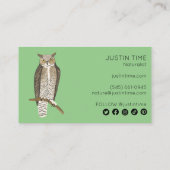 Horned Owl Naturalist Guide Birdwatch Hiking Visitekaartje (Achterkant)