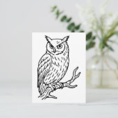 Horned Owl on Branch Line Art Briefkaart (Staand voorkant)