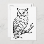 Horned Owl on Branch Line Art Briefkaart (Voorkant / Achterkant)