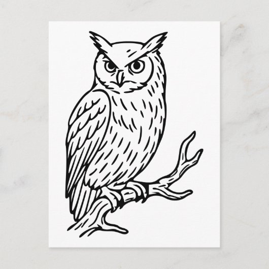 Horned Owl on Branch Line Art Briefkaart (Voorkant)