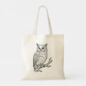 Horned Owl on Branch Line Art Tote Bag (Achterkant)
