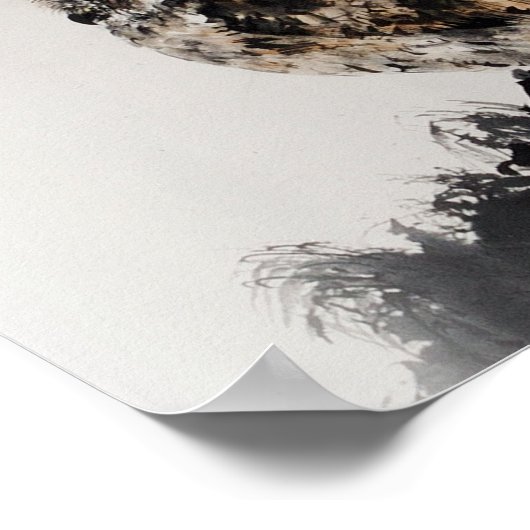 Horned Owl on the Branch, Watanabe Seitei Poster (Hoek)