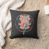 Horned Rainbow Cat Pentagram T-Shirt Kussen (Deken)