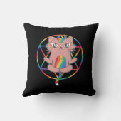 Horned Rainbow Cat Pentagram T-Shirt Kussen (Achterkant)