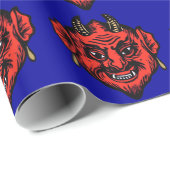 Horned Red Satan Devil Face Cadeaupapier (Rol Hoek)