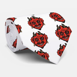 Horned Red Satan Devil Face Stropdas