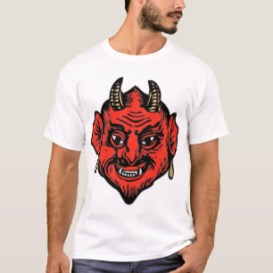 Horned Red Satan Devil Face T-shirt