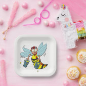 Hornetwesp met twee emmers honing papieren bordje (Feest)