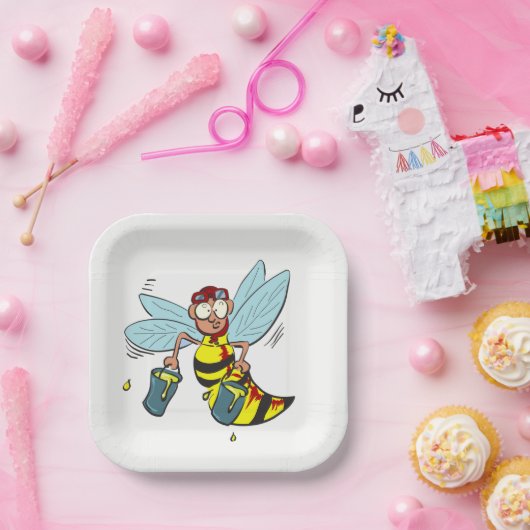 Hornetwesp met twee emmers honing papieren bordje (Feest)