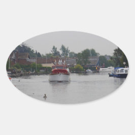Horning aan de rivier de Bure Ovale Sticker