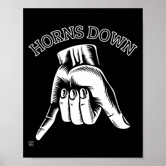 "HORNS DOWN" grappig Poster (Voorkant)