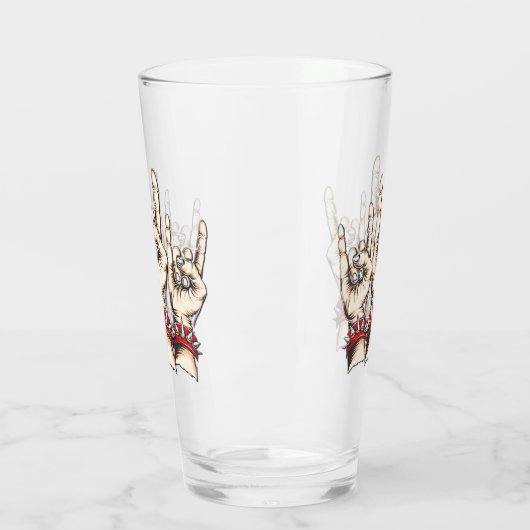 Horns up glas (Links)