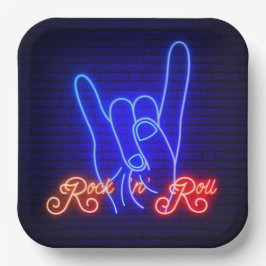 Horns Up Rock 'n Roll Square Papieren Bordje
