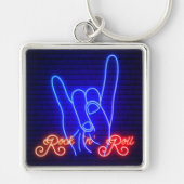 Horns Up Rock 'n Roll Square Sleutelhanger (Voorkant)