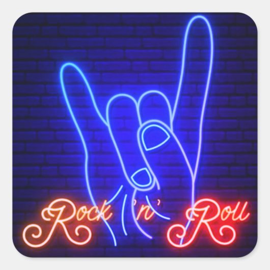 Horns Up Rock 'n Roll Square Vierkante Sticker (Voorkant)