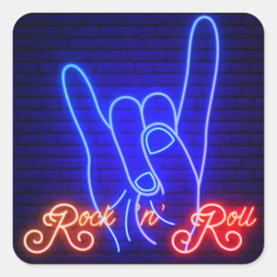 Horns Up Rock 'n Roll Square Vierkante Sticker