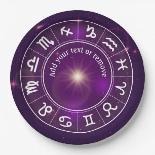 Horoscoop, astrologie, 12 tekenen van zodiaal papieren bordje