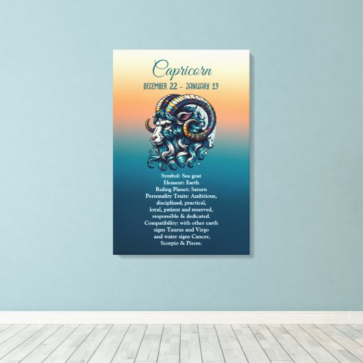 Horoscoop astrologisch teken Steenbok Canvas Afdruk (Insitu (Houten vloer))