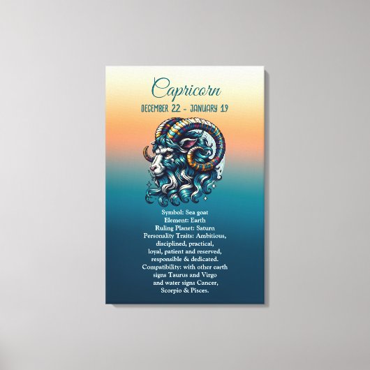 Horoscoop astrologisch teken Steenbok Canvas Afdruk (Voorkant)