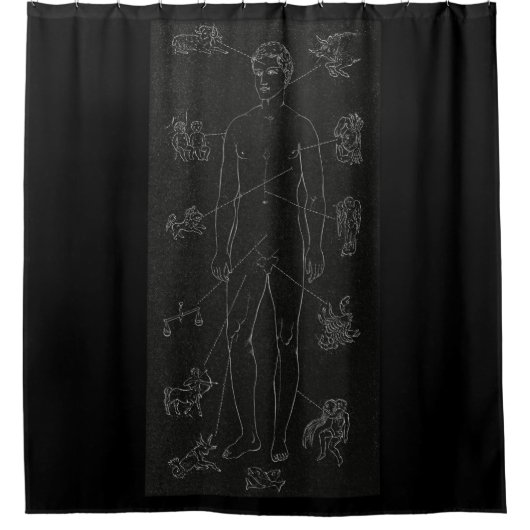 horoscoop, dierenriem, astrologie, sterren, vissen douchegordijn (Voorkant)