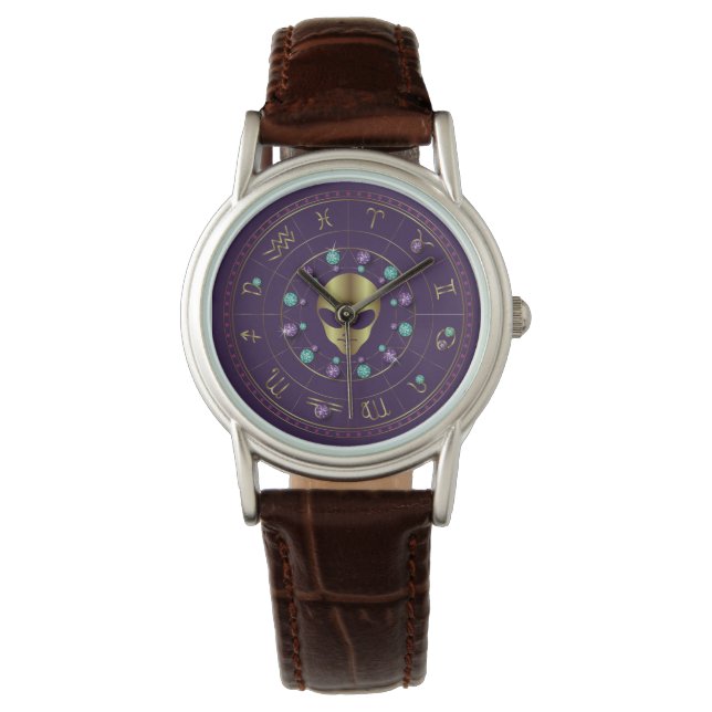 Horoscoop Rhinestone Alien Horloge (Voorkant)
