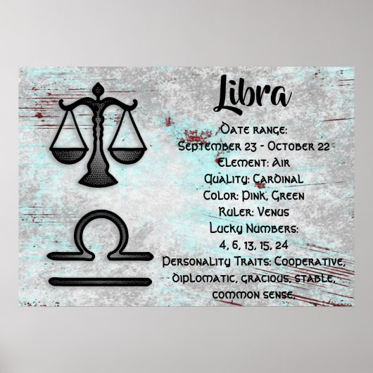 Horoscoop Sign Libra Astrology Zodiac Poster (Voorkant)