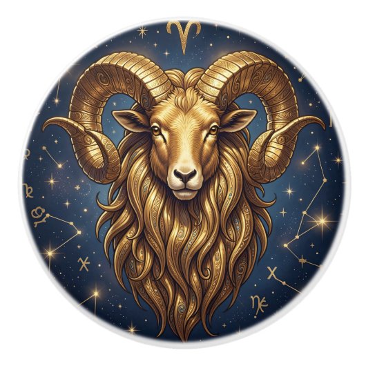 Horoscoop Sterrenbeeld Ram Astrologie Keramische Knop (Voorkant)