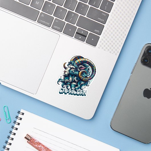 Horoscoop Sterrenbeeld Steenbok Sticker (Laptop met iPhone)