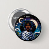 Horoscoop Sterrenbeeld Waterman Symbool Ronde Button 5,7 Cm (Voorkant /achterkant)