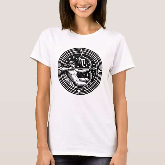 Horoscoop teken Boogschutter boogschieten symbool T-shirt (Voorkant)