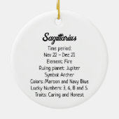 Horoscoop Teken Boogschutter Symbool en Eigenschap Keramisch Ornament (Achterkant)