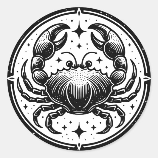 Horoscoop teken kanker krab symbool ronde sticker (Voorkant)