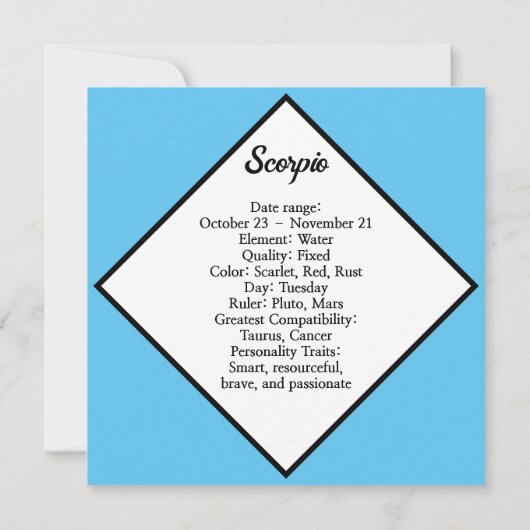 Horoscoop Teken Schorpioen Astrologie Verjaardag Kaart (Achterkant)