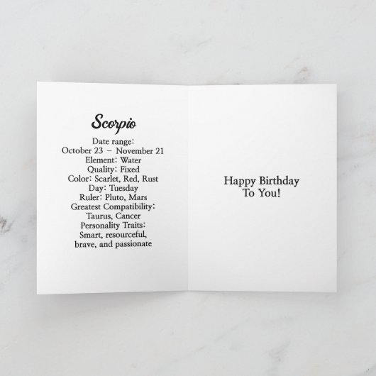 Horoscoop Teken Schorpioen Astrologie Verjaardag Kaart (Binnen)