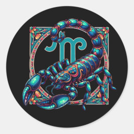 Horoscoop Teken Schorpioen | Blauwe schorpioen Ronde Sticker