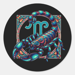Horoscoop Teken Schorpioen Blauwe schorpioen Ronde Sticker